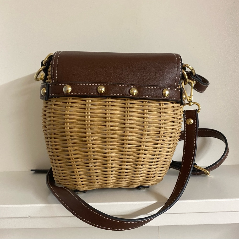 Tommy Bahama Chocolate Wicker Rattan Crossbody Bag Basket Purse Nautical - Picture 5 of 9